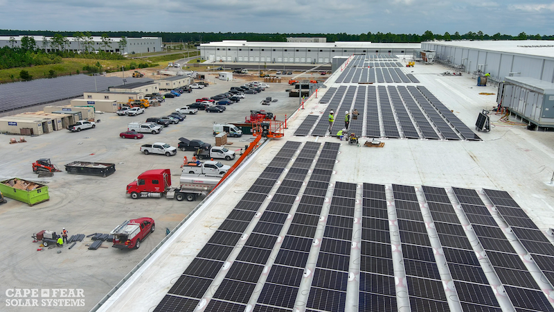 Cape Fear Energy Commercial Roof with Solar Panels
