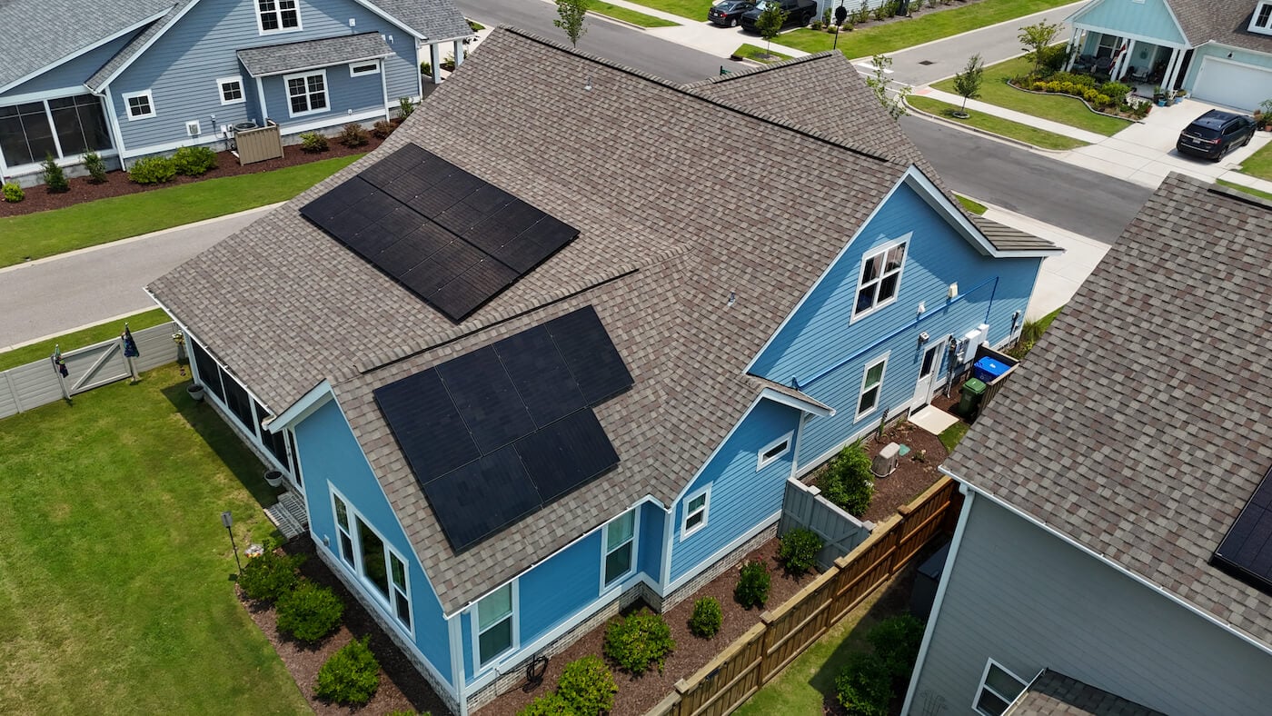 Solar Panel Installation on Blue Coastal Home